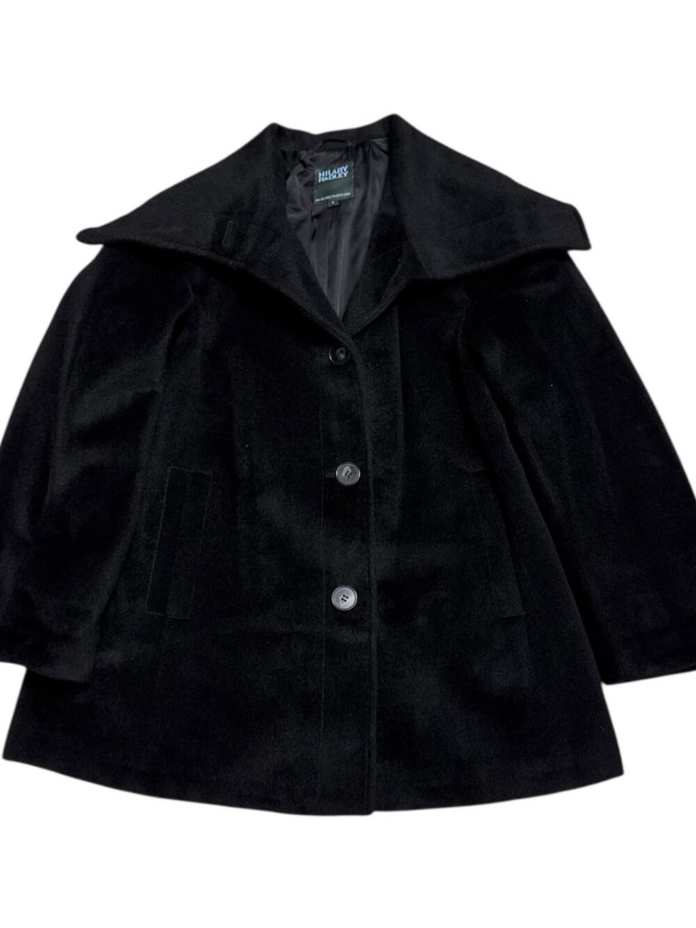 HILARY RADLEY Mohair Wool Luxury Designer Casual Winter Pea Coat Jacket Womens 4